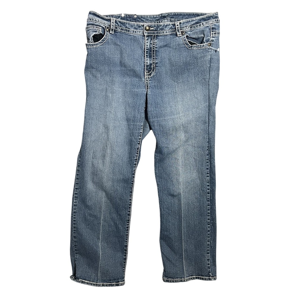 Women's Plus Size 20W Blue Denim Jeans Bootcut Embellished‎ Pockets Stretch